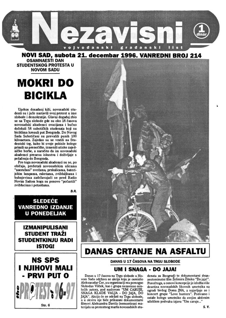 Nezavisni — broj 214, naslovna strana
